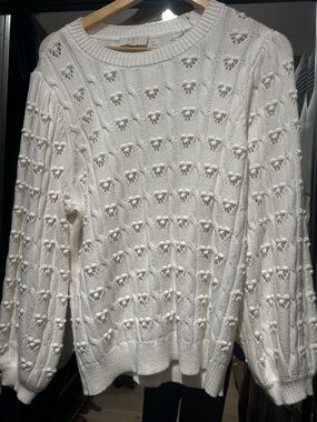 LOFT Women's Cream Knit  Sweater |XLP